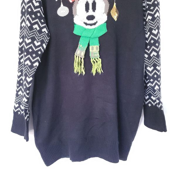 Disney Parks Ugly Christmas Sweater Hoodie Dress Womans Large Minnie Mouse Ears - Picture 9 of 16